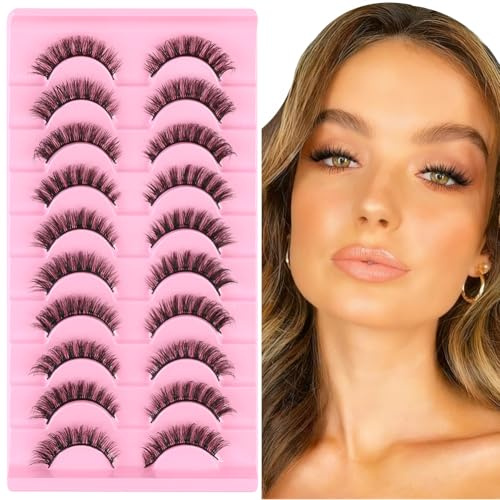 LOPHE 10 Paires de Faux Cils 3D Oeil de Chat, Volume Russe Extrême - Cils Artificiels Réutilisables, Utilisations avec Effet Racines Denses & Pointe Effilée, (SA202)