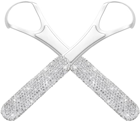 YARNOW 2pezzi Puliscilingua in Acciaio Inossidabile Portatile Raschietto per Lingua per Pulizia Profonda e Igiene Orale Strumento per Alito Fresco con Design Scintillante e Impugnatura