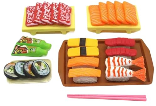 BEAHING Set di Cibo per Giocare a Sushi, Giochi di Ruolo in plastica di Simulazione, Giocattoli da Cucina per Bambini, finzione educativa per Bambini dai 3 Anni in su