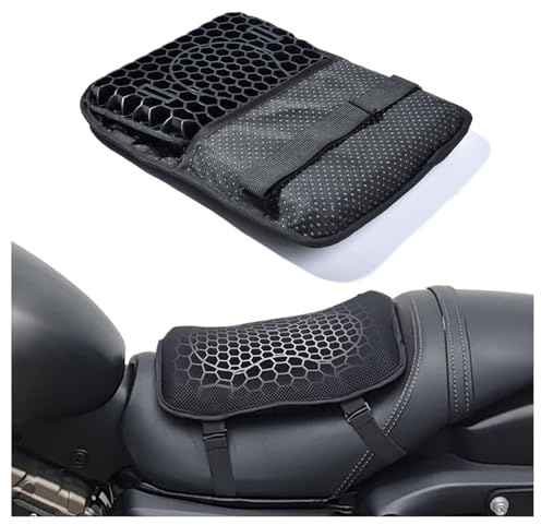 ZHLSUEC Motorcycle Gel Seat Cushion for Yamaha V-MAX VMAX 1200 1700, Honeycomb Design, Breathable Seat Pad for Long Rides, Includes Mesh Cover & Elastic Straps