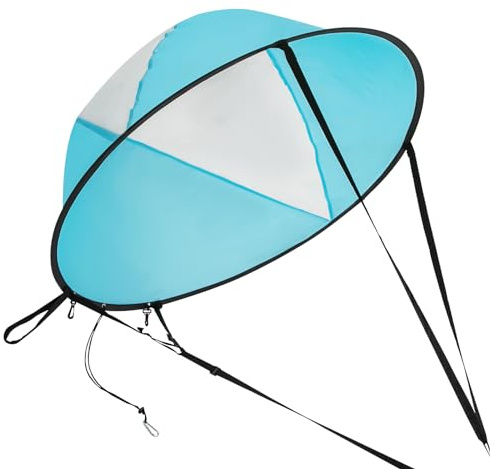 Loobiiny kajaksegel vikbar 108 cm kajak vindsegel paddel med nylonspännen transparent visningsfönster paddle-boardsegel för kajaker och kanoblå