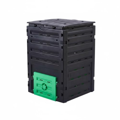 predolo Compostiera da Giardino Resistente Bidone Compost Organico Coperchio a Incastro Contenitore Compost Plastica per Cortile, Multicolore, Nero+Verde, 500 Litri