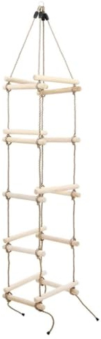 Mangloder Scala da arrampicata per bambini, 200 cm, in legno con corda in PE, per giardino e parco giochi, resistente alle intemperie, per bambini dai 3 anni in su, con occhielli di fissaggio, ideale