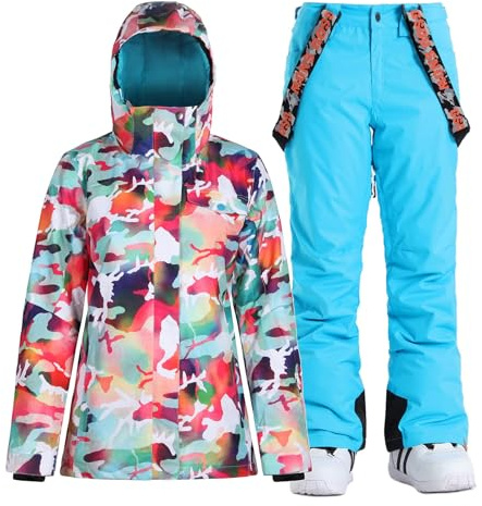 GSOU SNOW Womens Ski Suit Snow Suit Women Waterproof Ski Jacket Warm Coat Snow Jacket and Pants