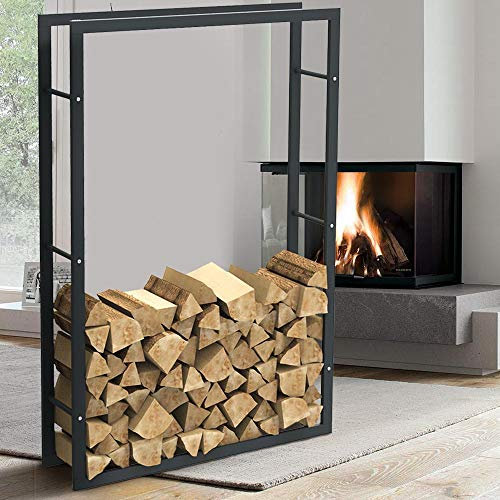 BAKAJI Portalegna Verticale Supporto Scaffale Rettangolare in Metallo Porta Legna da Interno Esterno Legnaia Casa Giardino per Camino Caminetto Stufa Design Moderno (150 x 25 x 100 cm)