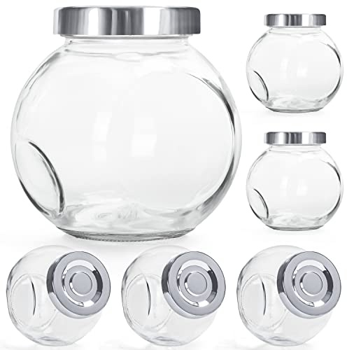 BELLE VOUS Botes de Cristal con Tapa (Pack de 6) Tarros Redondos 480 ml - Set Frascos de Vidrio para Mermeladas, Hierbas, Especias, Comida de Bebé, Yogur, Mermelada – Regalos de Bodas