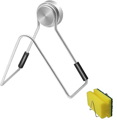 Magnetic Kitchen Sponge Holder, No Drilling, Sink Organizer, Wall Mounted Sponge Holder for Sink Storage (Small)