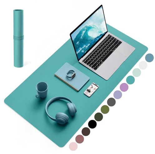 YSAGi Schreibtischunterlage, Mauspad mit Leder und Rutchfeste Wildleder, Multifunktionales Office Mousepad Laptop Schreibunterlage, Tisch-Schutz Unterlage für Büro/Home-Office (Indigo, 80x40cm)