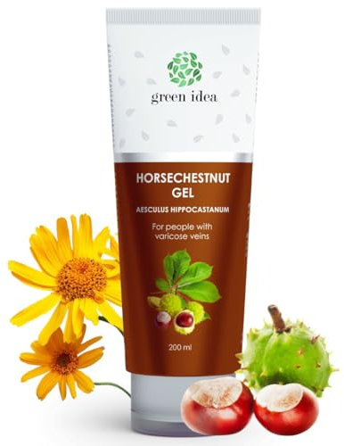 GREEN IDEA - Krampfadern Creme Venen - Rosskastanien Salbe Gel - Beincreme mit Arnika, Rosskastanie, Rutin - gegen Besenreiser und Hämeroiden - Venensalbe - Hergestellt in der EU