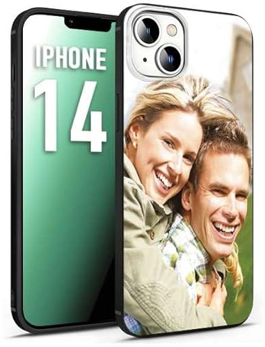 CUSTOMIZZA - Custodia cover nera morbida in tpu compatibile per iPhone 14 personalizzata con foto immagine scritta a piacere