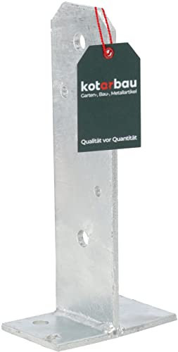 KOTARBAU® Pfostenträger Verstellbar U-Form U-Pfostenträger zum Aufschrauben Bodenplatte Feuerverzinkt Stützenfuß Universal Länge 215 mm Vierkantholzpfosten Anker