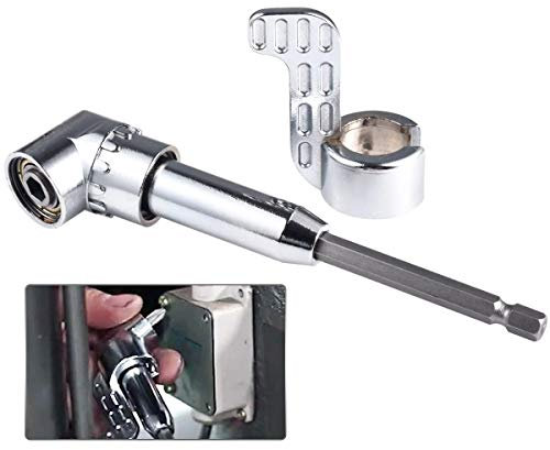 YyDDs 1/4-Zoll-Winkelschraubendreher-Schraubendreher-Reparaturwerkzeug für Bohrmaschinen, 105-Grad-Winkel-Steckschlüssel-Adapter, abgewinkelter Sechskant-Schraubendreher-Bithalter