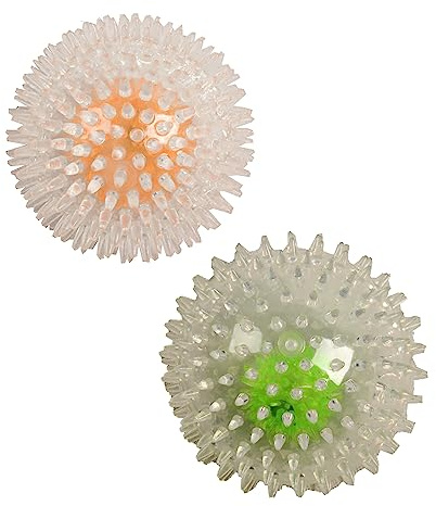 Dehner Hundespielzeug Set Bouncer Ball S & M, mit LED-Beleuchtung, Größe S, ca. Ø 8 cm, Größe M, ca. Ø 12 cm, orange/grün