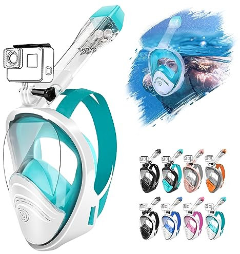 HINATAA Maschera da snorkeling integrale a 180°, design a doppia palla galleggiante, anti-perdite, sistema di respirazione completamente asciutta e anti appannamento, set professionale per snorkeling