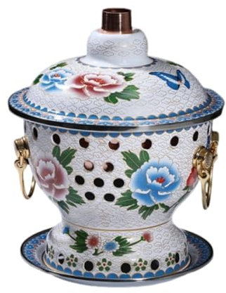 VIDECOR Chafing Dishes, Einzelperson, Kleiner Kupfertopf, Alter Pekinger Kleiner Dicker Kuh-Hot Pot, Chinesischer Traditioneller Cloisonné-Hot Pot, Kommerzieller Alkoholanteil,I