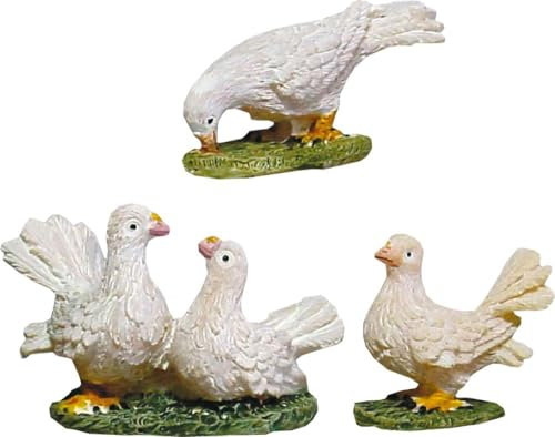 FADEDA 3 x gruppi di animali piccioni/altezza: 13 cm/dipinti a mano/personaggi fedeli ai dettagli, decorazione da tavolo di Natale accessori presepe