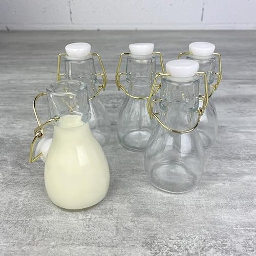 Artif Lot de 5 Bouteilles Limonade en Verre, avec Fermeture mécanique, 70 ML, 10,5cm x 4,5cm, fioles Vintage Candy Bar