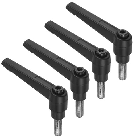 sourcing map Klemmhebelgriffe, M8 x 15 mm, 304 Edelstahl, Gewindebolzen, verstellbare Griffe, Verriegelung, Schnellspanner, Druckknopf, Bolzenknöpfe, Schwarz, 4 Stück