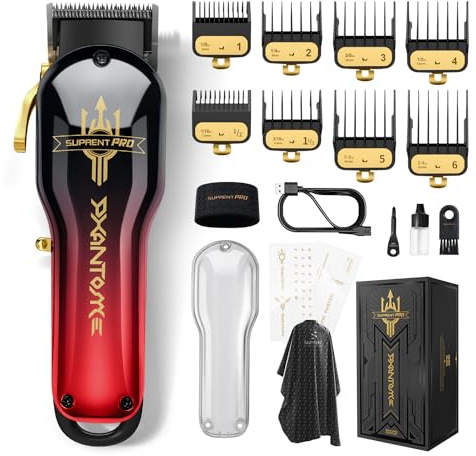 SUPRENT PRO Professionelle Haarschneidemaschine für Männer – Premium-Friseur-Haarschneidemaschine mit DLC-beschichteter Klinge und bürstenlosem Motor – Geschenk für Männer (Rot)