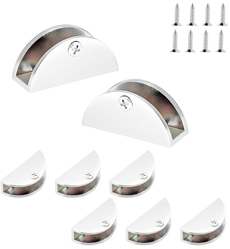 Qrity 8 Pezzi Morsetti in Vetro, Supporto in Vetro Regolabile, Supporto per Vetro in Lega di Zinco, Supporto per Ripiani in Vetro, per 8-12 mm di Spessore