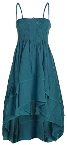Vishes Damen 2in1 Sommerkleid-Rock | Türkis | Flexibel als Spaghettiträger-Kleid oder Rock tragbar | 100% Baumwolle I Ideal für Frühjahr & Sommer I Nachhaltige Alternative Bekleidung
