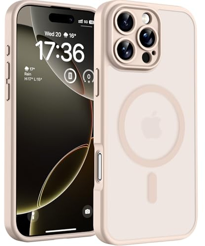 TOCOL für iPhone 16 Pro Max Hülle für Magsafe, Vollständiger Kameraschutz Stoßfest Kratzfest Transluzente Rückseite Magnetisch Handyhülle für iPhone 16 Pro Max Case, Wüstensand