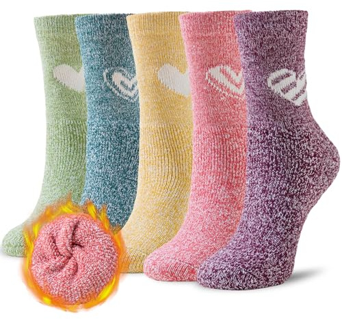 Niofind Thermosocken Damen, Wollsocken, Wintersocken Damen, Dicke Stricksocken, Warme Socken, Bunte Gemütlich und Atmungsaktiv, 37-42, 5 Paar