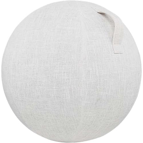JIcloun Sitzball Abdeckung, 55/65/75cm Gymnastikball-Abdeckung, Sitzball Fitnessball, Faltbar Sitzbälle Stoff Bezug für Fitnessball Pilates Yogaball/Büroball Balance Ball,Off White,55cm