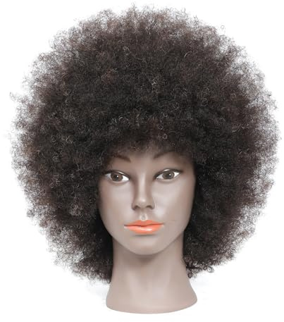 Tcwuzick Ausbildung Kopf Afroamerikaner mit 100% Echthaar Schaufensterpuppe Kopf Kosmetologie Afro Haar Schaufensterpuppe Kopf für Praxis Styling Flechten mit Klammer Halter