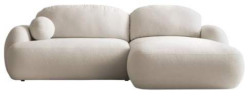 Mirjan24 Modernes Ecksofa Mojato für Wohnzimmer mit Schlaffunktion und Bettkasten, Eckcouch, L-Sofa, Polsterecke, abgerundete Kanten (Now Or Never 03, Seite: Rechts)