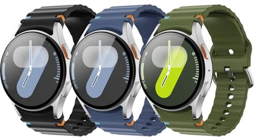 3 Stück Silikon Armband Kompatibel mit Samsung Galaxy Watch 7 FE 6 5 4 40mm 44mm/ 5 Pro 45mm/ Watch 6 4 Classic 43mm 47mm 42mm 46mm Damen Herren BBG