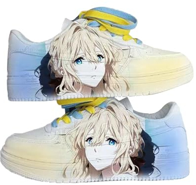 Baskets Evergarden violettes imprimées 3D décontractées blanches baskets anime baskets adultes dessin animé couple chaussures de sport cadeau d'anniversaire pour les fans, Violet Evergarden, 39 EU