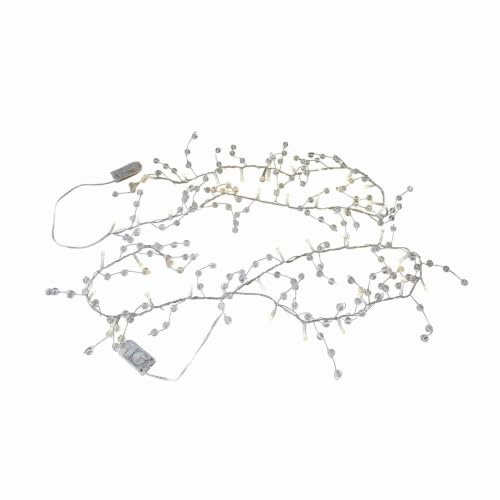 Loberon Lichterkette 2er Set Neviane, klar | Warmweißes Licht, Batteriebetrieben, Festlich Verziert, Filigranes Design, Weihnachtsdekoration, PVC, Acryl