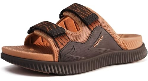 KuaiLu Sandali Sportivi Uomo Comode Camminata Ortopediche Fascite Plantare Memory Foam Trekking Ciabatte Estive Leggero Aperte Regolabile Viaggio Antiscivolo Mare Spiaggia Piscina Sandalo Kaki 46