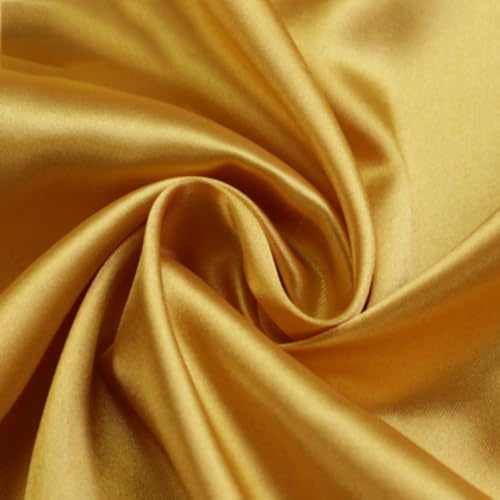 Anevous 200cm x150cm Satin Stoff, Einfarbig Stoffe zum Nähen, Kleiderstoff Dekostoff Meterware, Satinstoff zum Basteln, Bezugsstoff für Kleidung Vorhänge Tischdecken Deko,Gold
