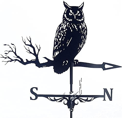 XINYUNFEI Wetterhahn Metall für Garten Eule Metal Weathervane Mit Dachmontage, Stahlwetter-Vane-Dächer Geschenk for Outdoor-Farm-Gartengarten