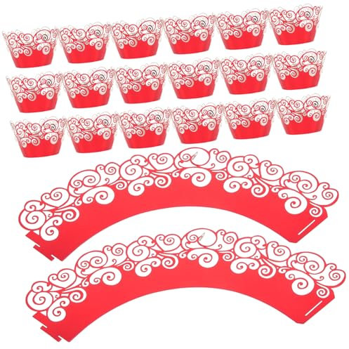 MAGICLULU 50pcs Aluminum Baking Cups Edging Cupcake Liner Foil Hollow Cupcake Wrappers Metallic Muffin Cases Cases Hollow Border