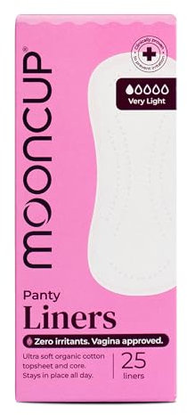 Mooncup® Panty Liners for a Very Light Flow, Ultra Soft Organic Cotton, 25 Panty Liners