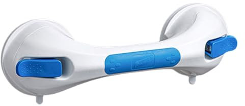 Maniglia con ventosa per bagno, maniglie resistenti per vasca da bagno, maniglia antiscivolo da parete, aiuto per disabili, portata 110 kg, barra di sostegno per doccia per bambini anziani (blu e