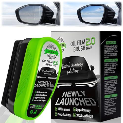 150ML Automotive Oil Film Cleaning Brush, New 2.0 Green Oil Film Wipe Car Cleaning Board, Cleaner Glass Remover for Car Window Glass Cleaner,for Easily Improve Clarity and Visibility