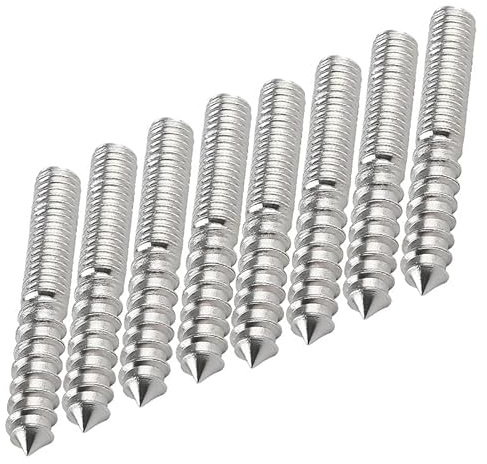 8Pcs M6x60mm Double-Ended Threaded Bolts - Stainless Steel Dual Head Screws for Furniture Assembly, Wood Joinery & DIY Fixings