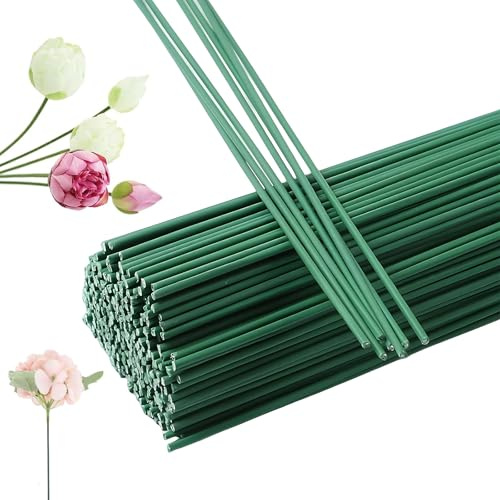 Qixuer Blumendraht Grün, 200 Stück Floristendraht 2mm 30cm, Blumenstamm Draht Steckdraht für Floristik DIY Handwerk, Blumenbouquets, Handwerk