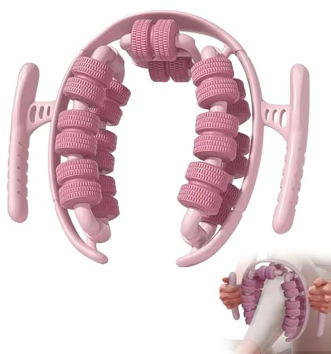 Doppelreihig Cellulite Massagegerät 28 Räder Massageroller für Beine mit Griff Ring 360° Manuelle Massage Roller Tiefe Muskelentspannung für Oberschenkel Po Arme Bauch
