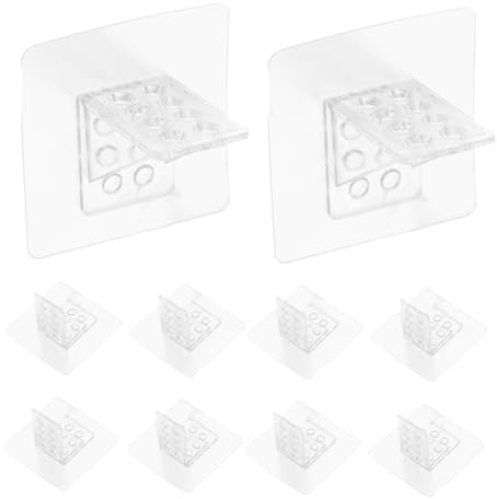 HOMSFOU 12pcs Nail-free Shelf Support Pegs Adhesive Cabinet Shelf Holders 7x7 Large Clips for Cupboards and Wardrobes Multi-function Household Supports