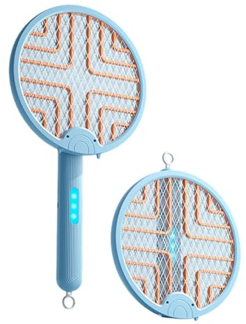 Mateju Elektrische Fliegenklatsche USB C, Faltbar Elektrische Fliegenklatsche Extra Stark Aufladbar USB Fliegenfänger Insektenfalle, für Indoor Küche Gärten (Blau)