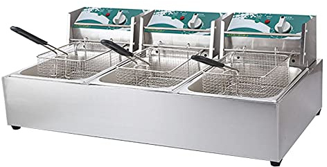 Friteuse commerciale 2500W électrique professionnelle, réservoir haute capacité en acier inoxydable avec pelle à panier pour comptoir de restaurant Cuisine familiale
