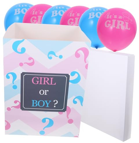 VICASKY Scatola Gender Reveal Grande in Carta per Party e Shower, Decorazione per Shower Palloncini e Rivelazione di Genere, Set per Festa