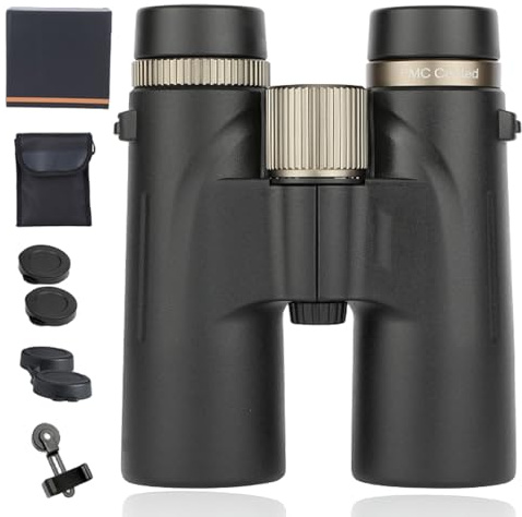 Warmax Fernglas 12x42, Warmax Binoculars, Beschlagfrei und Wasserdicht, Warmax HD Feldstecher FerngläSer Mit Bak4 Prisma Fmc Objektiv, füR Vogelbeobachtung, Reisen, Sternbeobachtung (Schwarz)