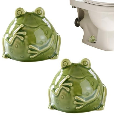 Lot de 2 cache-boulons de toilette décoratifs en céramique avec motif animal mignon, mini tortue de mer, installation facile pour salle de bain (vert)