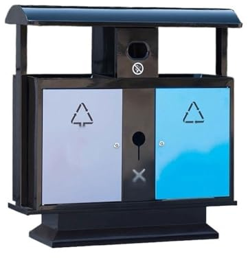 RYUQW3RE Cubo de basura para exterior con tapa Contenedor de basura doble fijo for exteriores, ideal for zonas panorámicas.